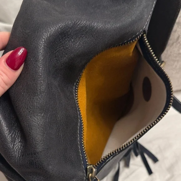 Navy Leather Backpack - Picture 2 of 5